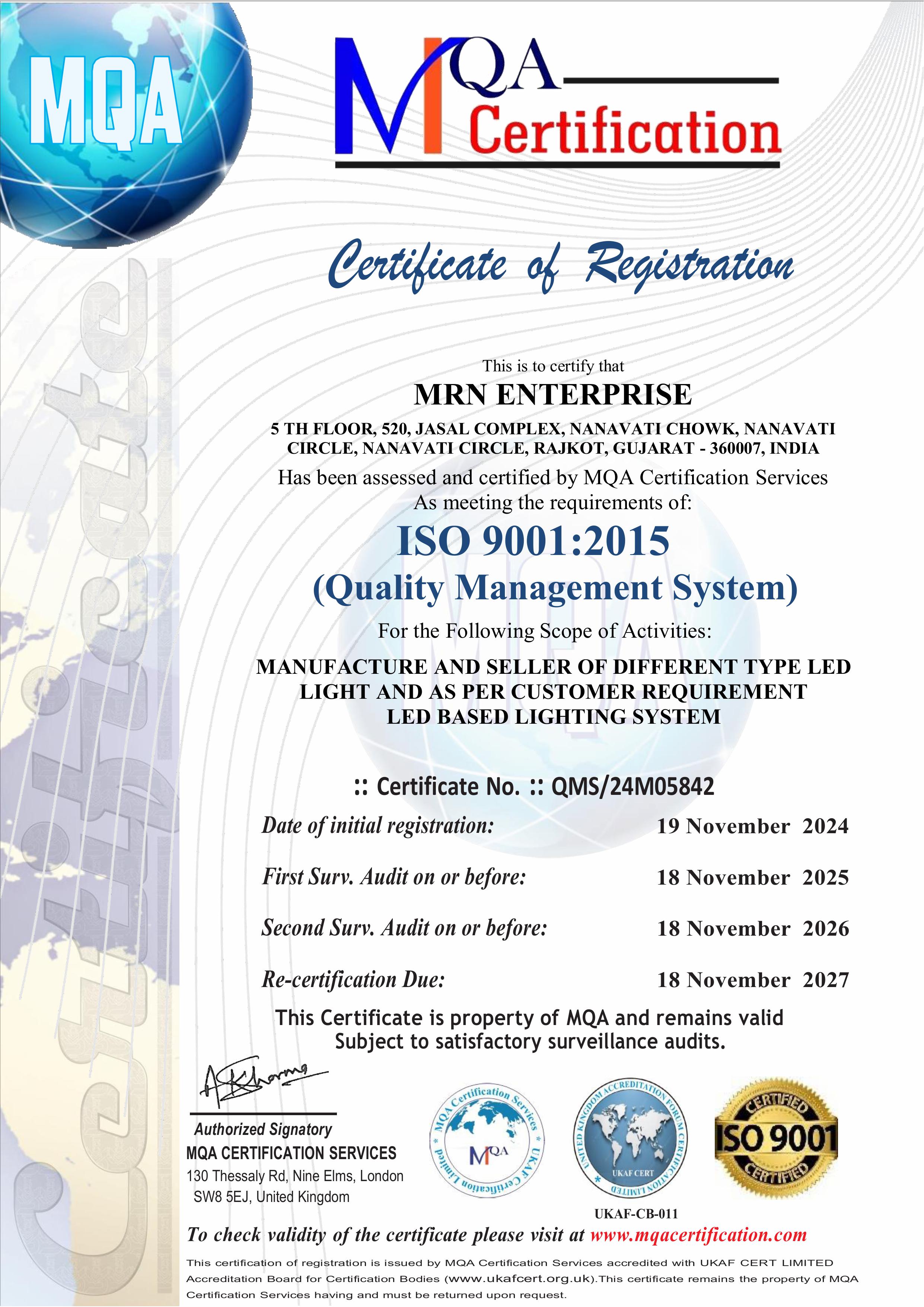 ISO Certificate
